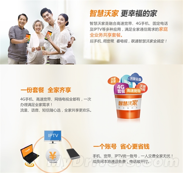 中国联通推“家庭套餐” 通话、流量全共享