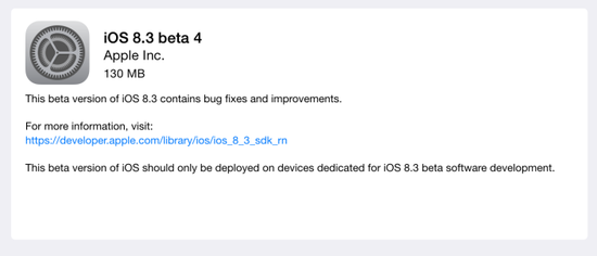 苹果发布最新测试版iOS 8.3操作系统