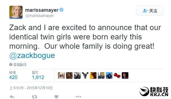 雅虎美女CEO梅耶尔生下双胞胎：生孩子前还在开会