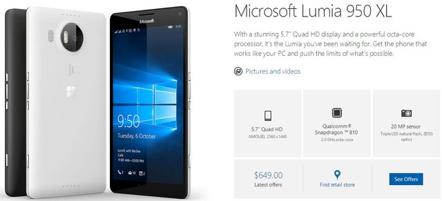再次发售 无锁版Lumia 950美国官网现货 
