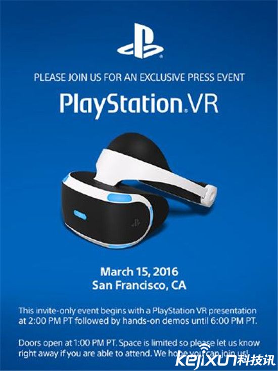 索尼3月15日将召开发布会:PS VR将成重头戏