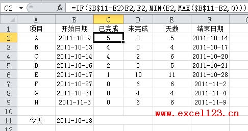 添加“已完成”和“未完成”辅助列