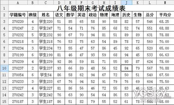 用WPS表格打造方便查询的成绩分析表