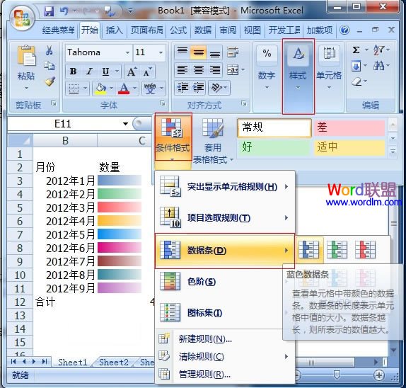 制作出多彩的Excel2007单元格数据