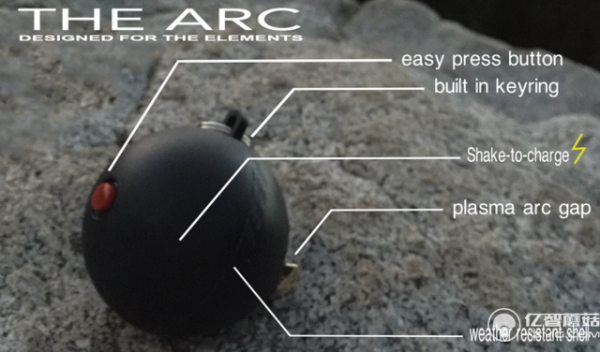 一款户外专用点火器研发成功并且进入众筹阶段。这款名为ARC的球状点火器防水性能极佳，前一秒还在水面上漂，后一秒就可以直接点火，绝对安全可靠。