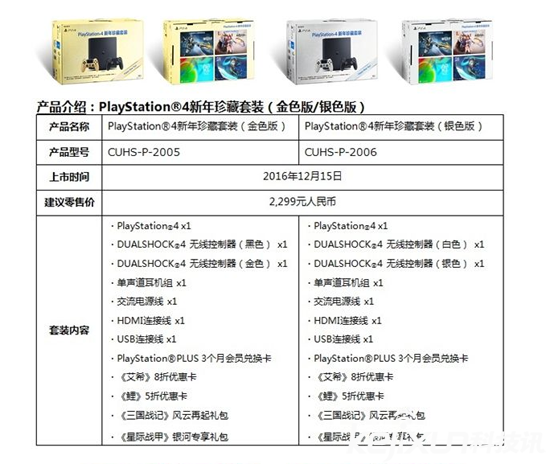 索尼发布两款中国限量版PS4主机套装 售价2299元