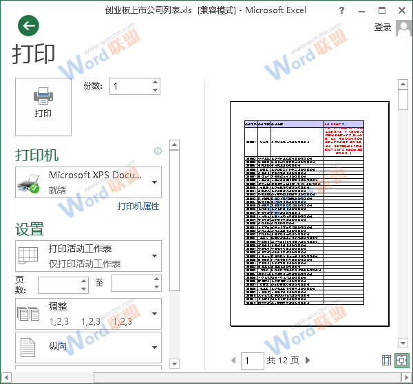 首页打印预览