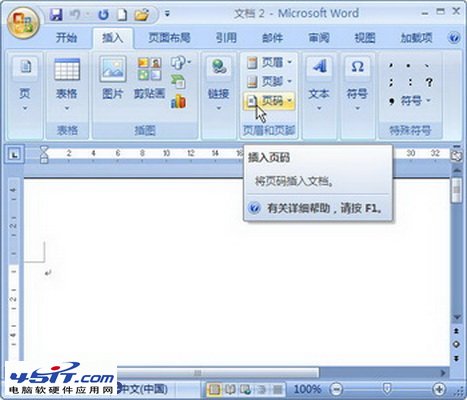 Word 2007多种样式页码的插入