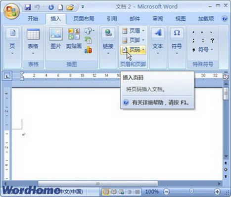 Word2007多种样式页码的插入