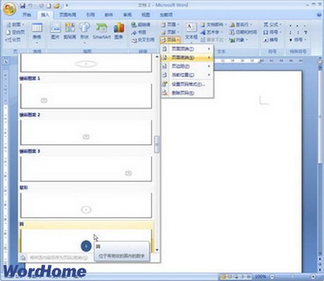 Word2007多种样式页码的插入