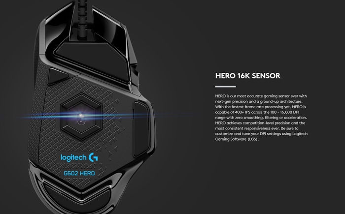 罗技推出新款G502 HERO鼠标：传感器更换、没有减重
