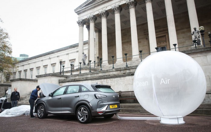 现代氢能SUV亮相伦敦街头演示净化空气 可过滤掉99.9%污染物