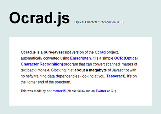 JavaScript图片文字识别（OCR）插件Ocrad.js教程
