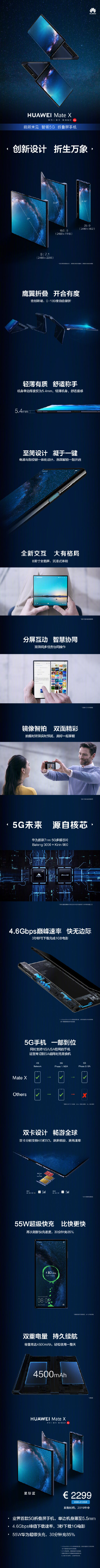 华为发布首款5G折叠屏手机：HUAWEI Mate X