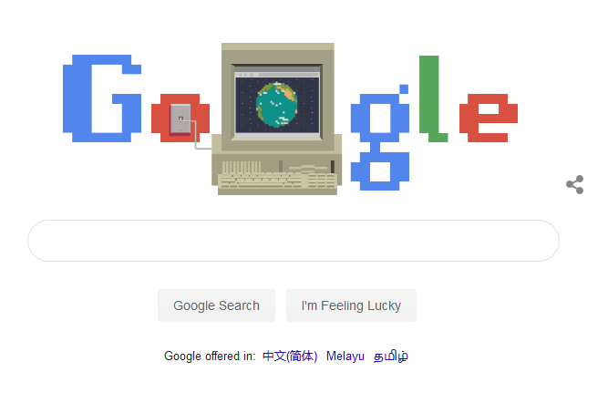 Google首页涂鸦致敬 WWW万维网发明30周年