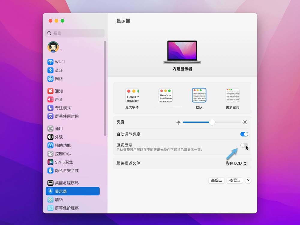 苹果电脑MAC关闭/禁用原彩显示功能的方法